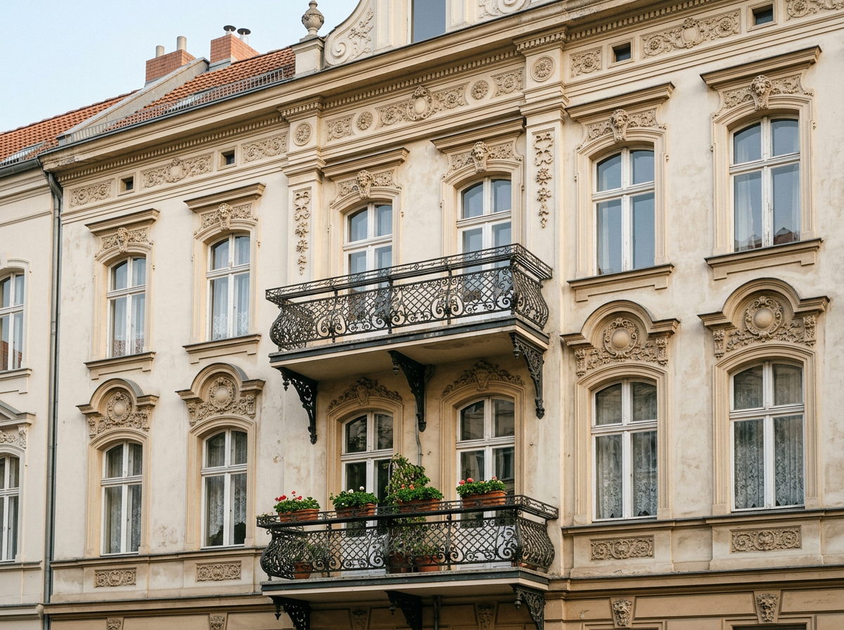 Klassische Mehrfamilienhaus-Fassade